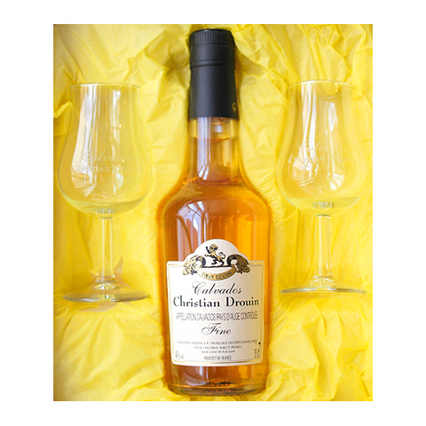 Calvados Fine 350ml & 2 x bespoke glasses